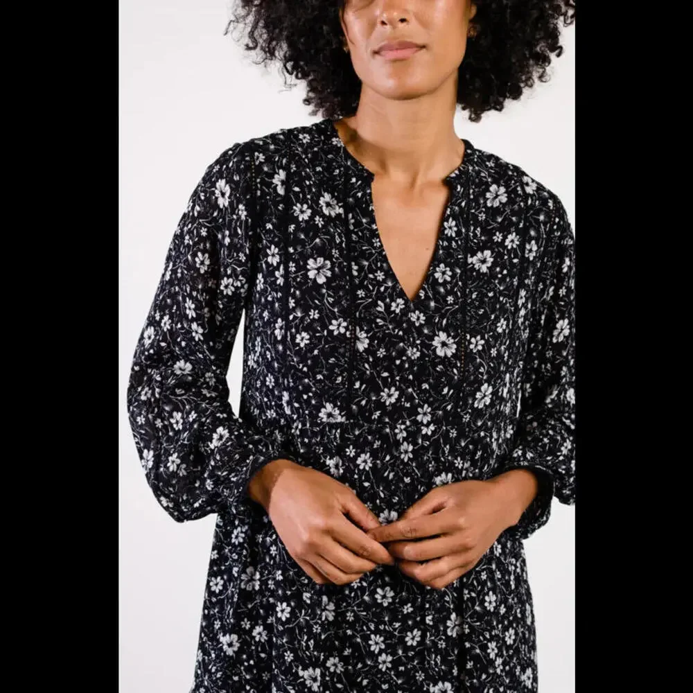 ABLE able  naomi flowy mini dress black white floral print size 1X NWT $148 msrp - Picture 4 of 10